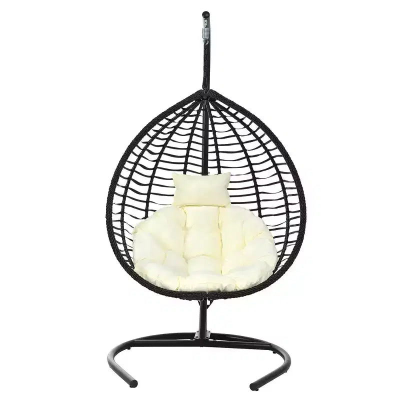Chaise hamac suspendue Whisen avec support, chaise balançoire œuf avec cadre en fer, coussin et appui-tête