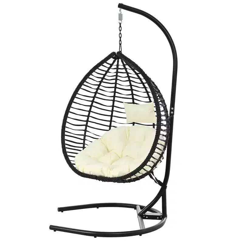 Chaise hamac suspendue Whisen avec support, chaise balançoire œuf avec cadre en fer, coussin et appui-tête