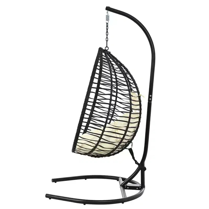 Chaise hamac suspendue Whisen avec support, chaise balançoire œuf avec cadre en fer, coussin et appui-tête