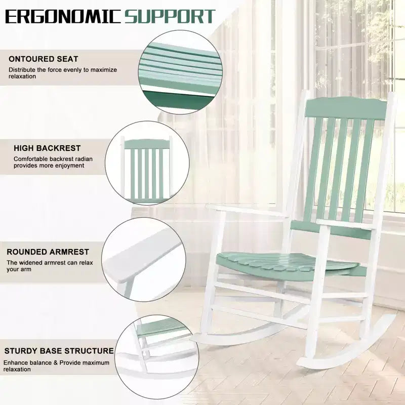 Karl Home | Chaise à bascule de patio classique en bois massif (Lot de 2)
