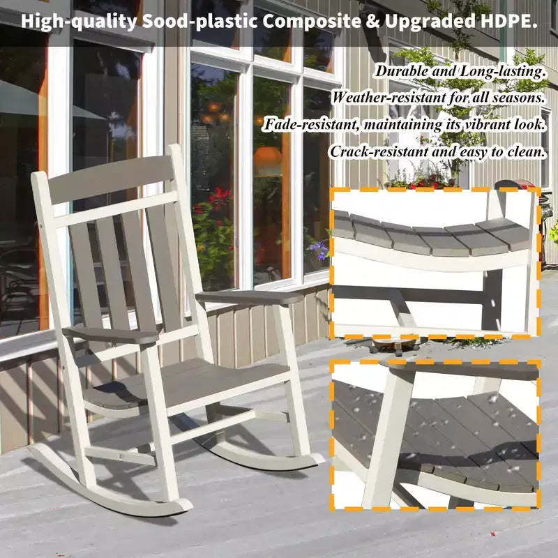 Whisen : Lot de 2 chaises à bascule d'extérieur, fauteuils à bascule de véranda, rocking-chairs surdimensionnés pour patio