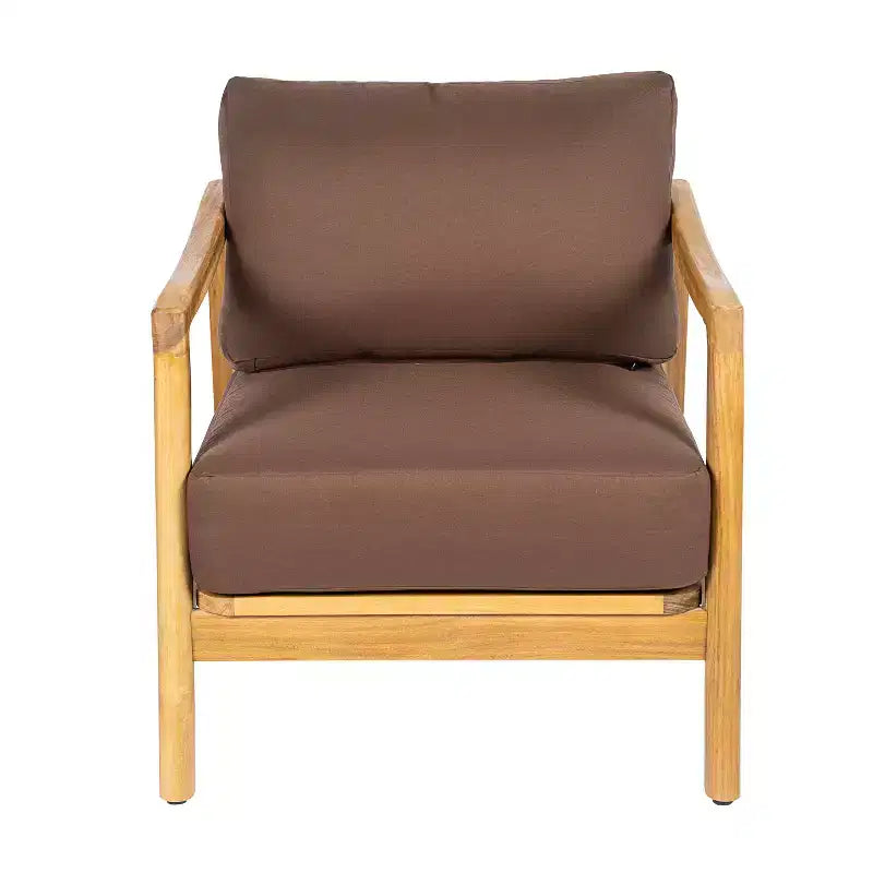 Christopher Knight Home Ritu Fauteuil de club de terrasse moderne en bois d'acacia avec dossier en corde et coussin