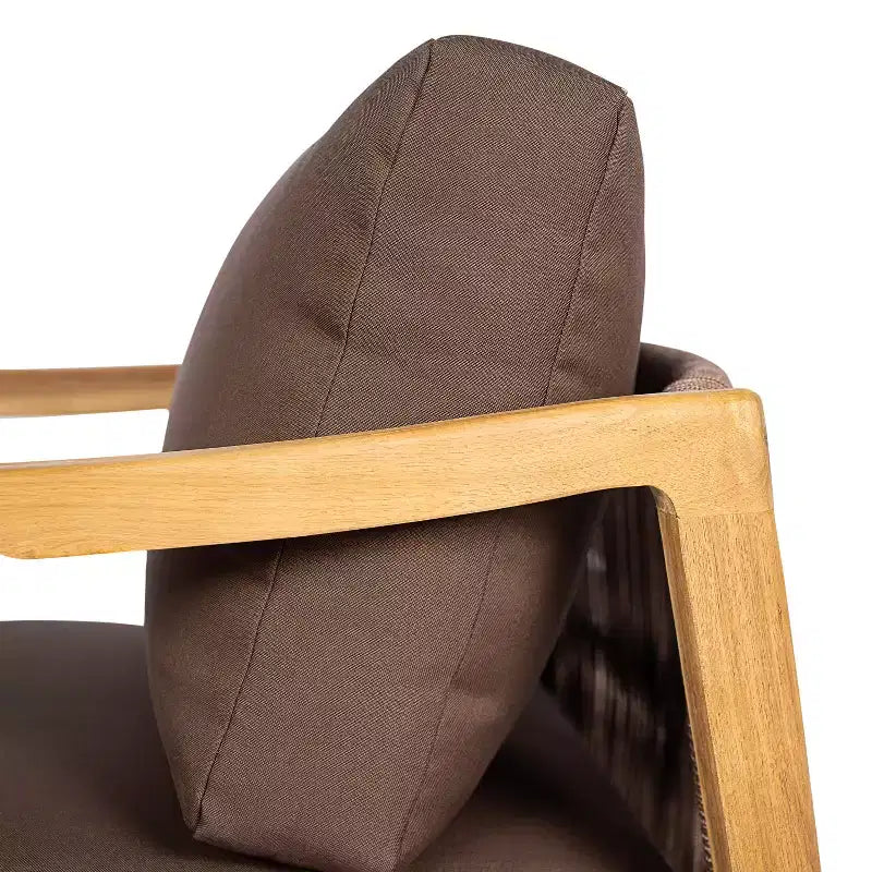 Christopher Knight Home Ritu Fauteuil de club de terrasse moderne en bois d'acacia avec dossier en corde et coussin
