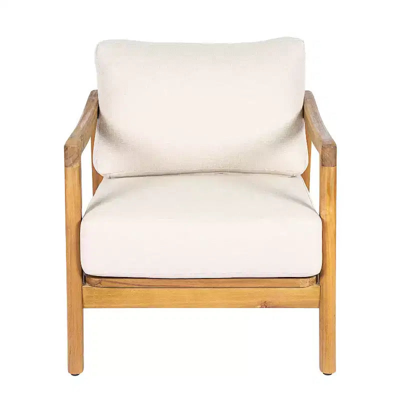 Christopher Knight Home Ritu Fauteuil de club de terrasse moderne en bois d'acacia avec dossier en corde et coussin