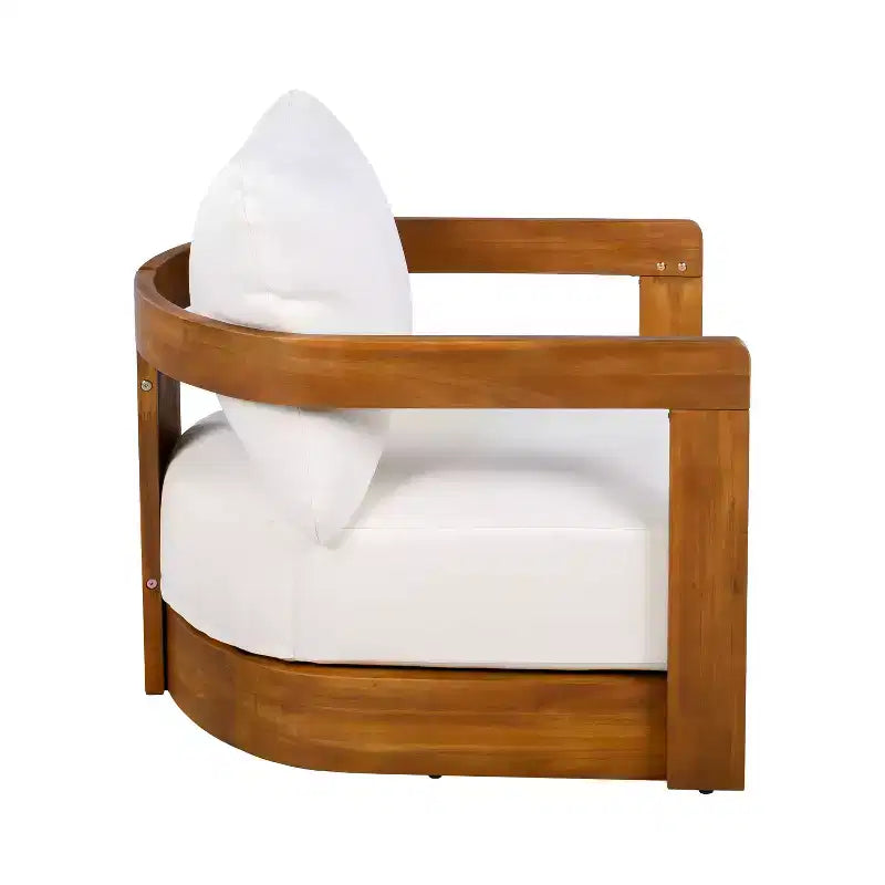 Lot de 2 fauteuils de jardin de luxe en bois d'acacia avec design incurvé, coussins résistants à l'eau