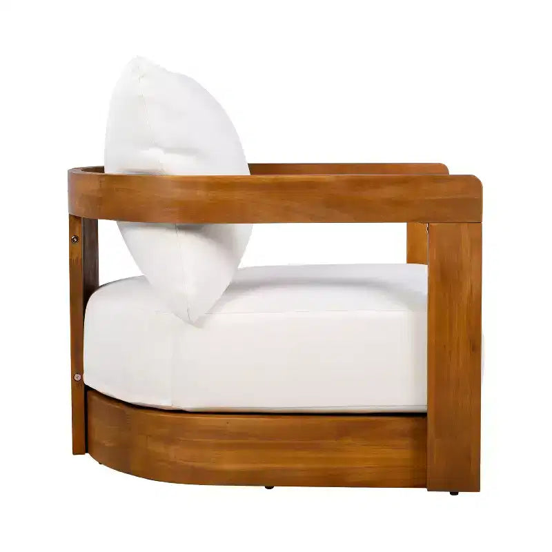 Lot de 2 fauteuils de jardin de luxe en bois d'acacia avec design incurvé, coussins résistants à l'eau