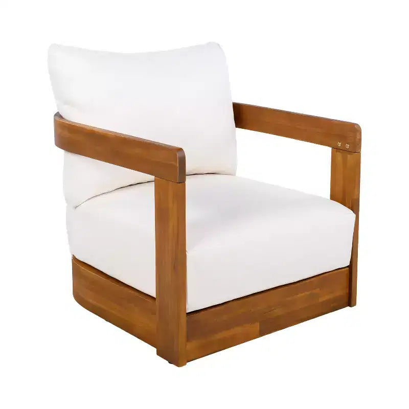 Lot de 2 fauteuils de jardin de luxe en bois d'acacia avec design incurvé, coussins résistants à l'eau