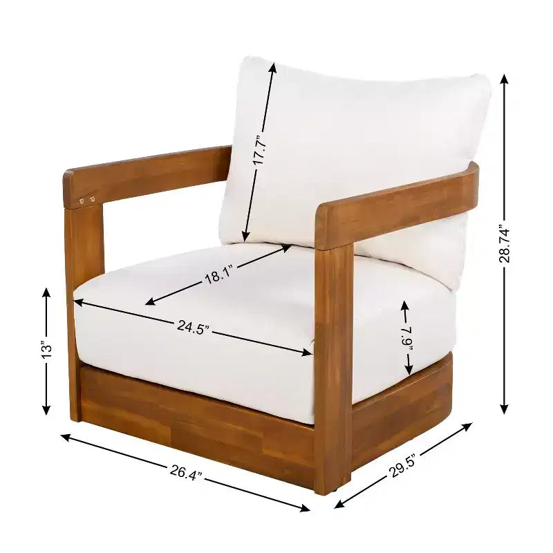 Lot de 2 fauteuils de jardin de luxe en bois d'acacia avec design incurvé, coussins résistants à l'eau