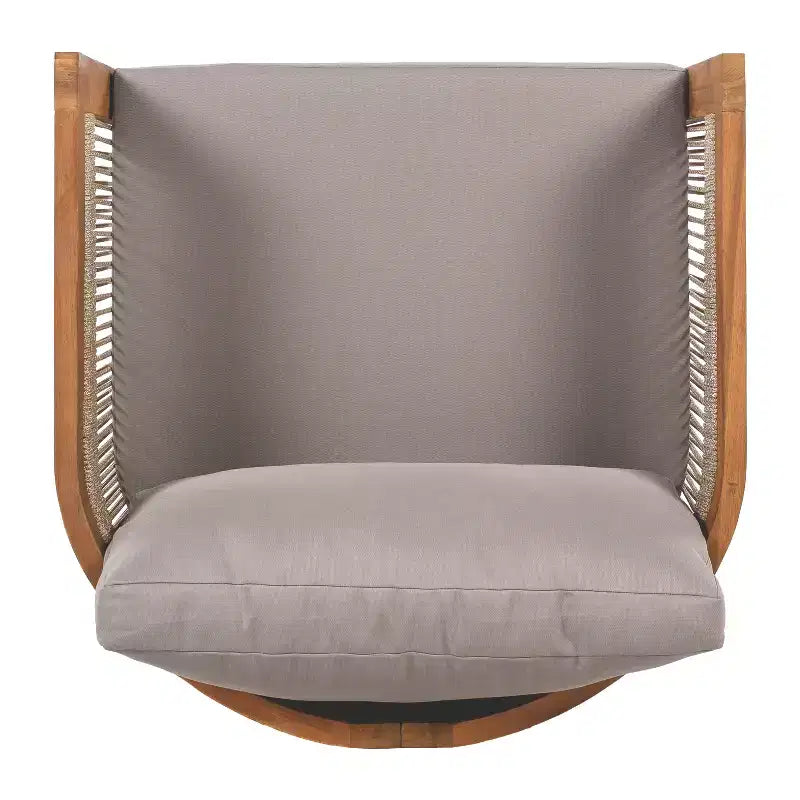 Fauteuil de jardin haut de gamme en bois d'acacia avec design incurvé et corde tressée, pour jardin