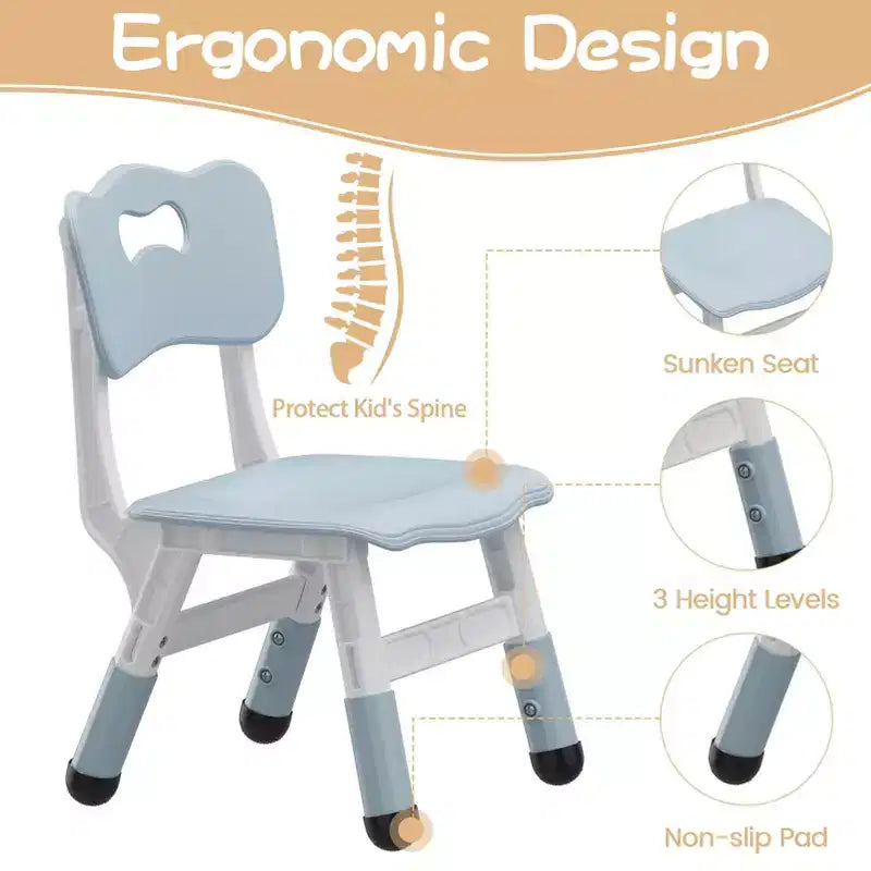 Ensemble table réglable en hauteur et 2 chaises pour tout-petits avec plateau à graffitis, ensemble table et chaises pour enfants, pieds antidérapants, table d'activités pour enfants pour la maison, la crèche