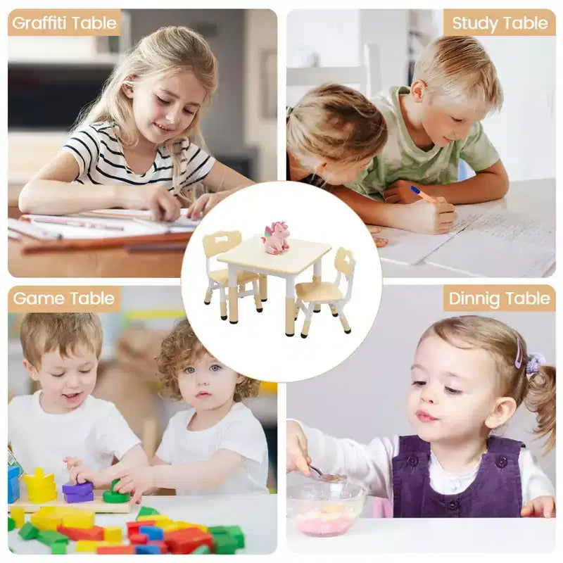 Ensemble table réglable en hauteur et 2 chaises pour tout-petits avec plateau à graffitis, ensemble table et chaises pour enfants, pieds antidérapants, table d'activités pour enfants pour la maison, la crèche