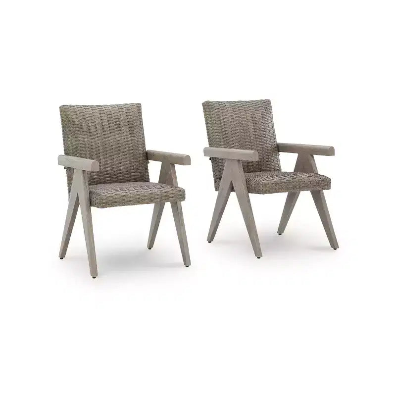 Fauteuils d'extérieur Haven Retreat Signature Design by Ashley, lot de 2, en osier tout temps avec coussins, beige