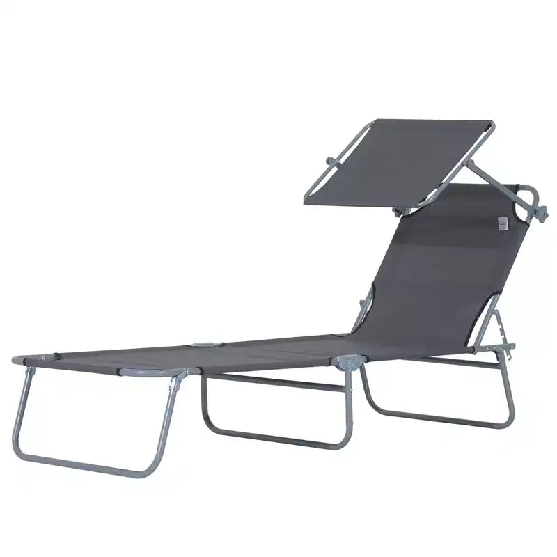 Chaise longue de piscine pliable avec pare-soleil