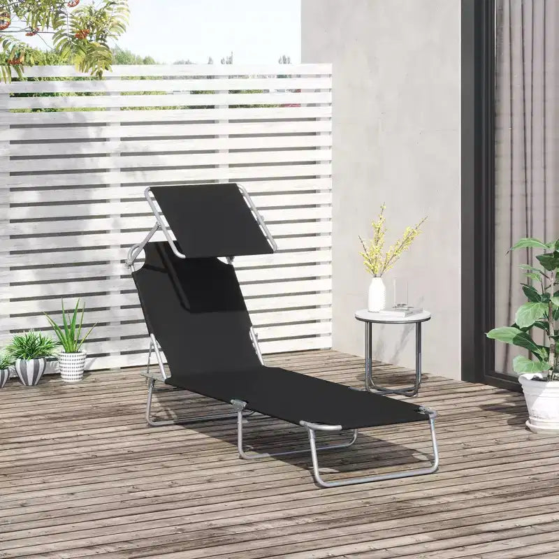 Chaise longue de piscine pliable avec pare-soleil