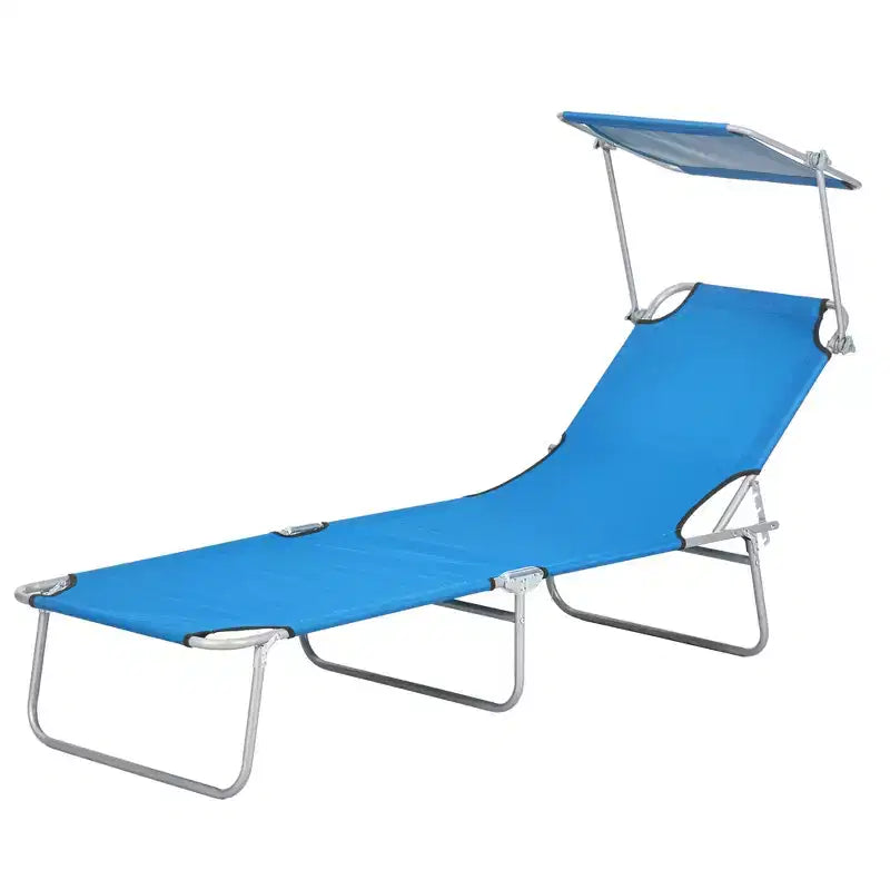 Chaise longue de piscine pliable avec pare-soleil