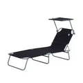 Outdoor Pool Chaise Lounge Chair, Folding Tanning Chair with Sun Shade