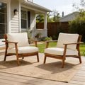 Christopher Knight Home Enrika Mid-Century Modern Outdoor Acacia Wood Club Chair with Water-Resistant Cushion