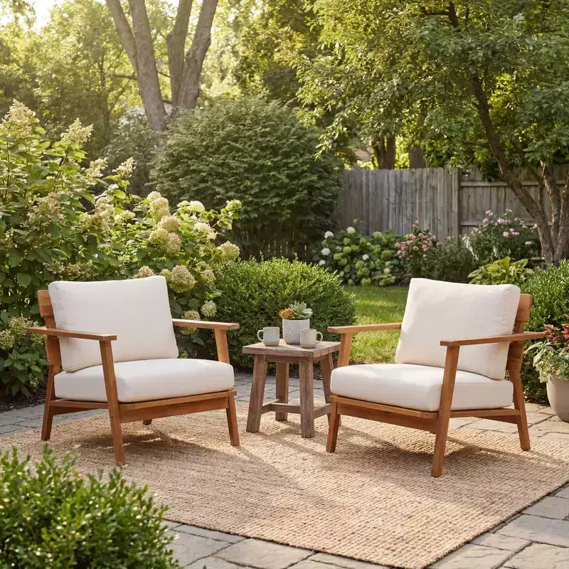 Christopher Knight Home Enrika Fauteuil de club d'extérieur mi-siècle moderne en bois d'acacia avec coussin résistant à l'eau