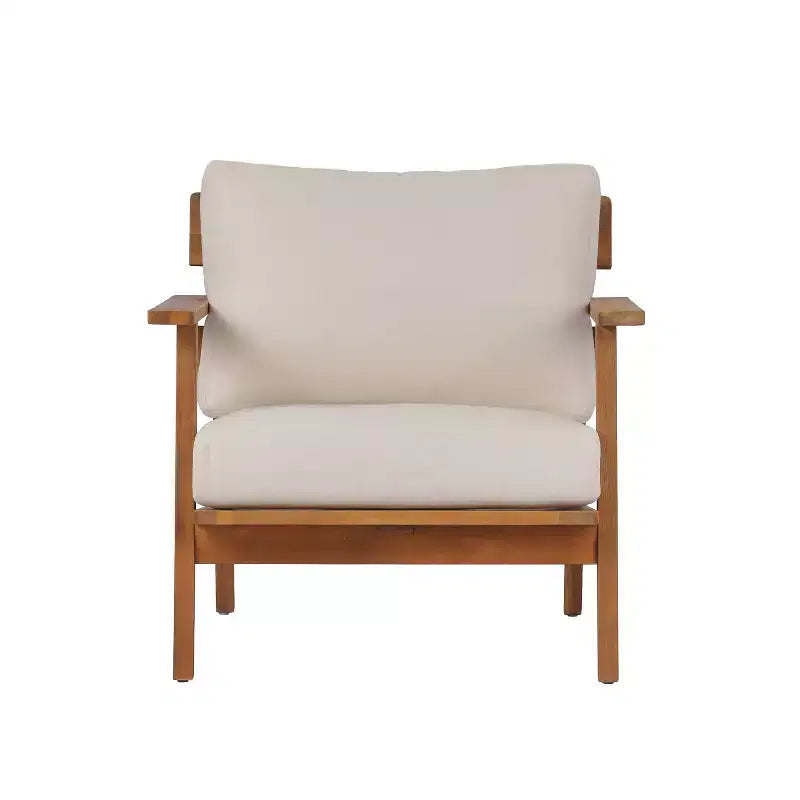 Christopher Knight Home Enrika Fauteuil de club d'extérieur mi-siècle moderne en bois d'acacia avec coussin résistant à l'eau
