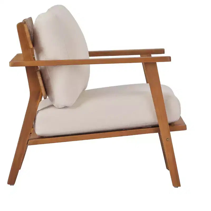 Christopher Knight Home Enrika Fauteuil de club d'extérieur mi-siècle moderne en bois d'acacia avec coussin résistant à l'eau
