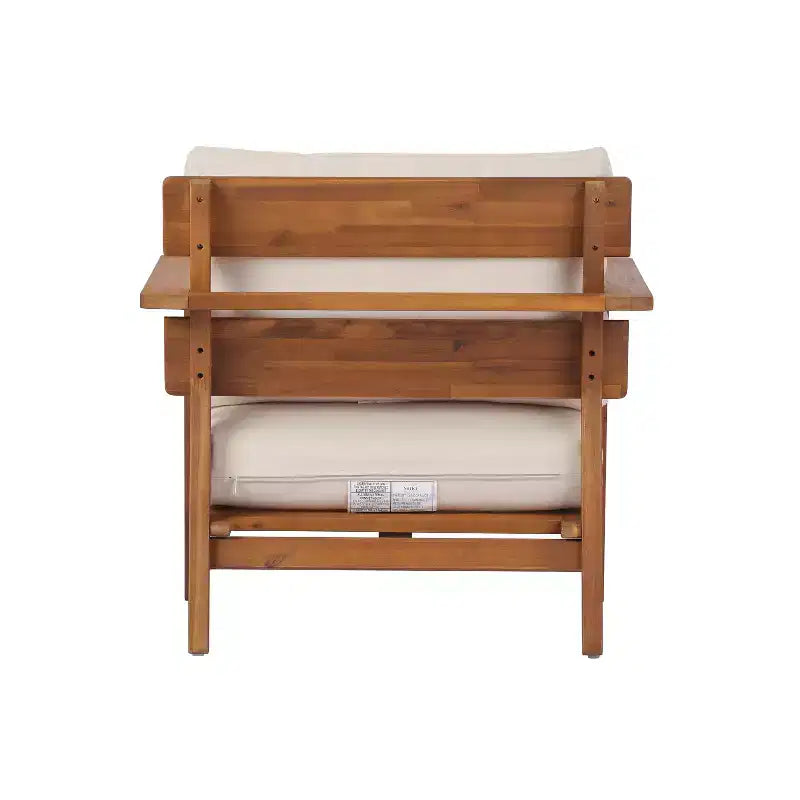 Christopher Knight Home Enrika Fauteuil de club d'extérieur mi-siècle moderne en bois d'acacia avec coussin résistant à l'eau
