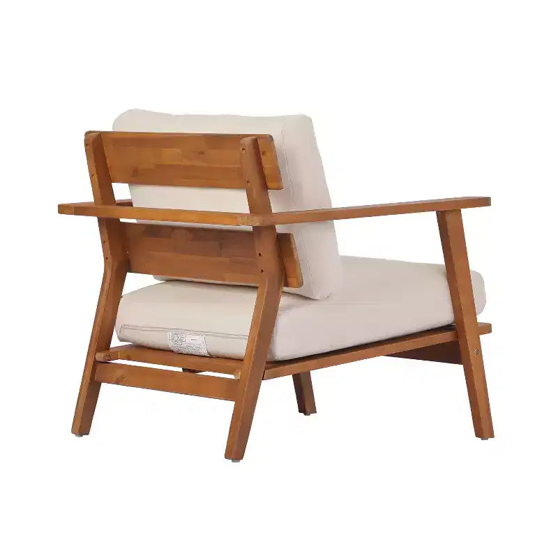 Christopher Knight Home Enrika Fauteuil de club d'extérieur mi-siècle moderne en bois d'acacia avec coussin résistant à l'eau