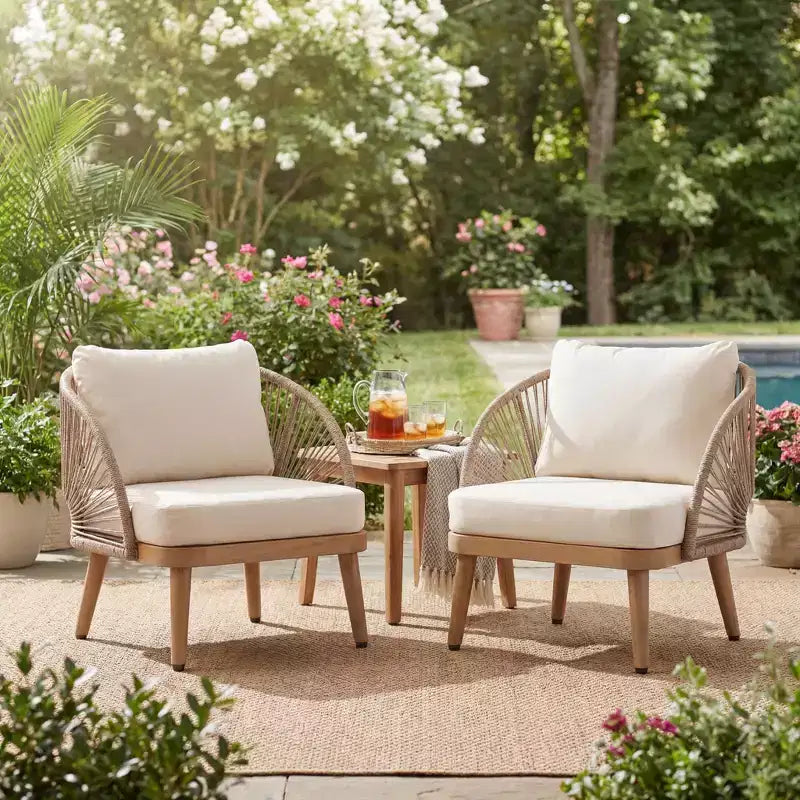 Christopher Knight Home Rheba Fauteuil de jardin club en bois d'acacia courbé avec accents en corde