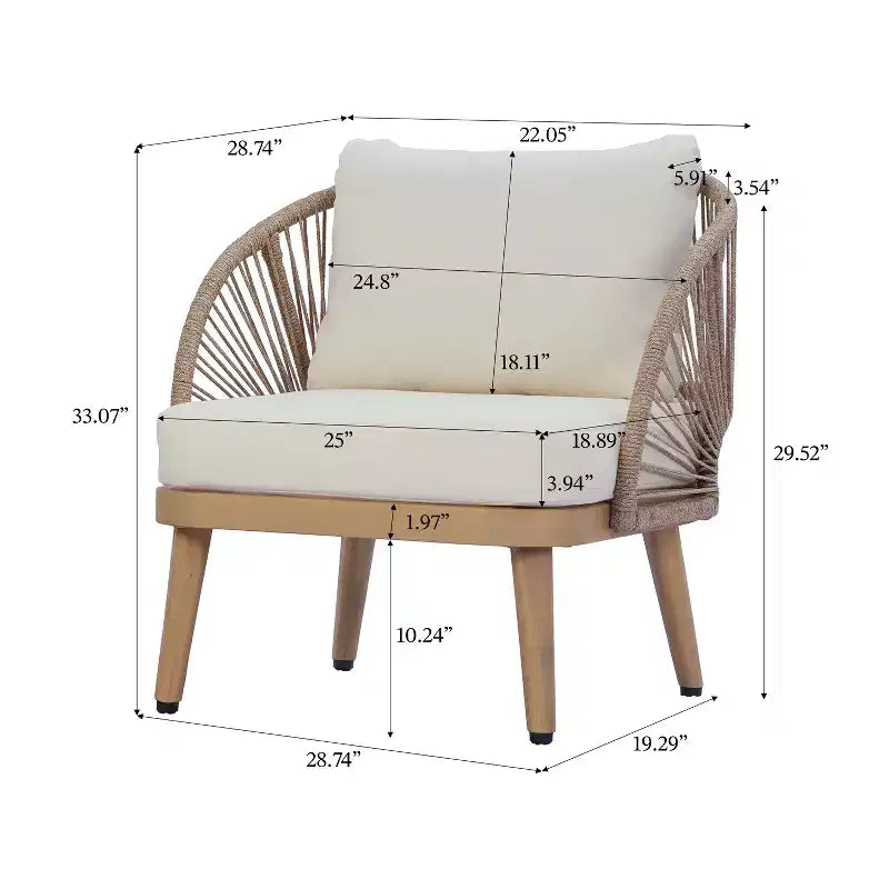 Christopher Knight Home Rheba Fauteuil de jardin club en bois d'acacia courbé avec accents en corde