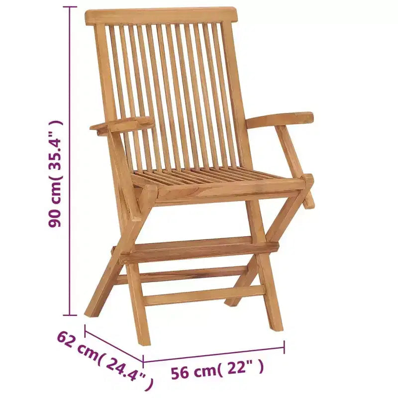 vidaXL Ensemble de 4 chaises de jardin en teck massif Pliable Standard