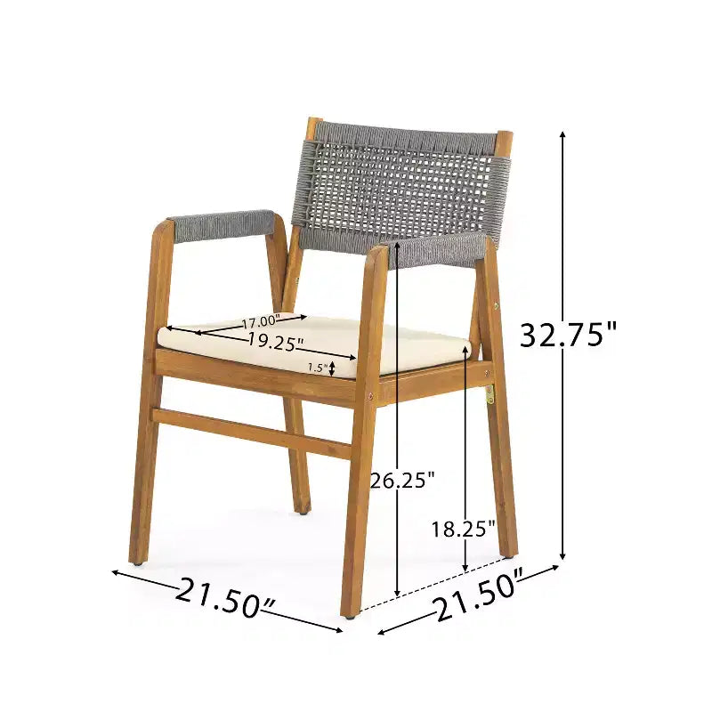 Ensemble de salle à manger d'extérieur 7 pièces Beryle en bois d'acacia et corde avec coussins par Christopher Knight Home