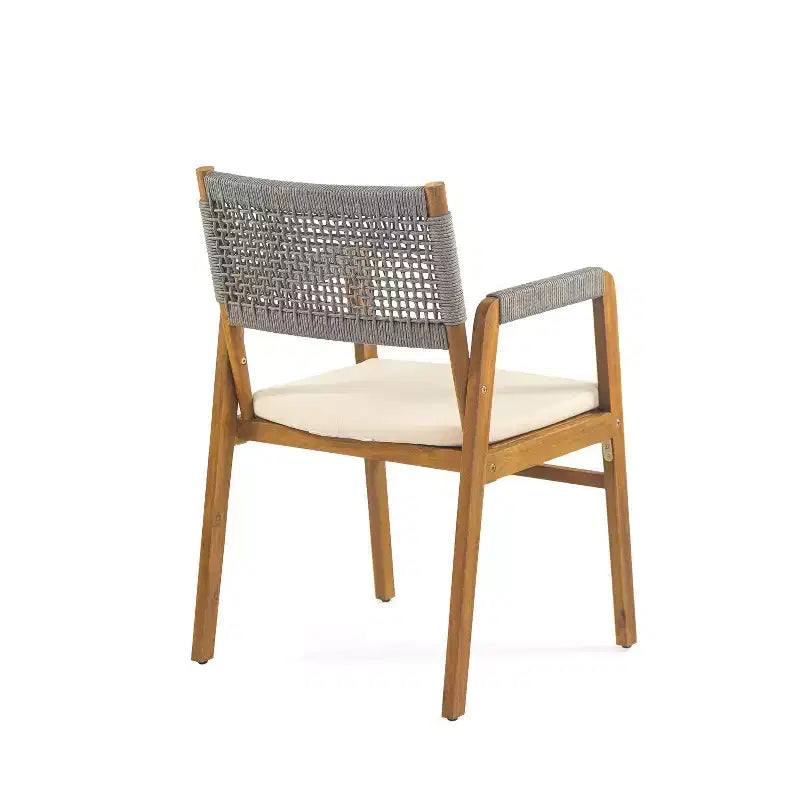 Ensemble de salle à manger d'extérieur 7 pièces Beryle en bois d'acacia et corde avec coussins par Christopher Knight Home