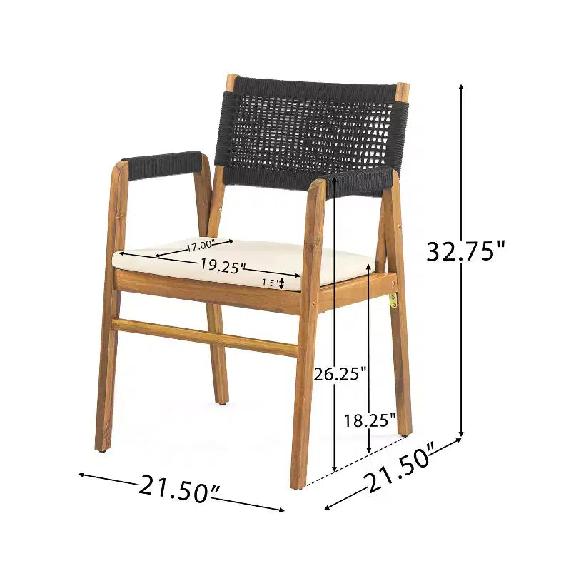 Ensemble de salle à manger d'extérieur 7 pièces Beryle en bois d'acacia et corde avec coussins par Christopher Knight Home