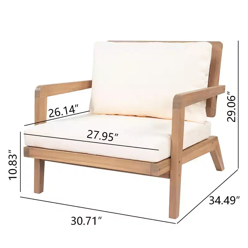 Christopher Knight Home Tiziana Chaise de terrasse moderne nordique en bois d'acacia avec coussins (Lot de 2)