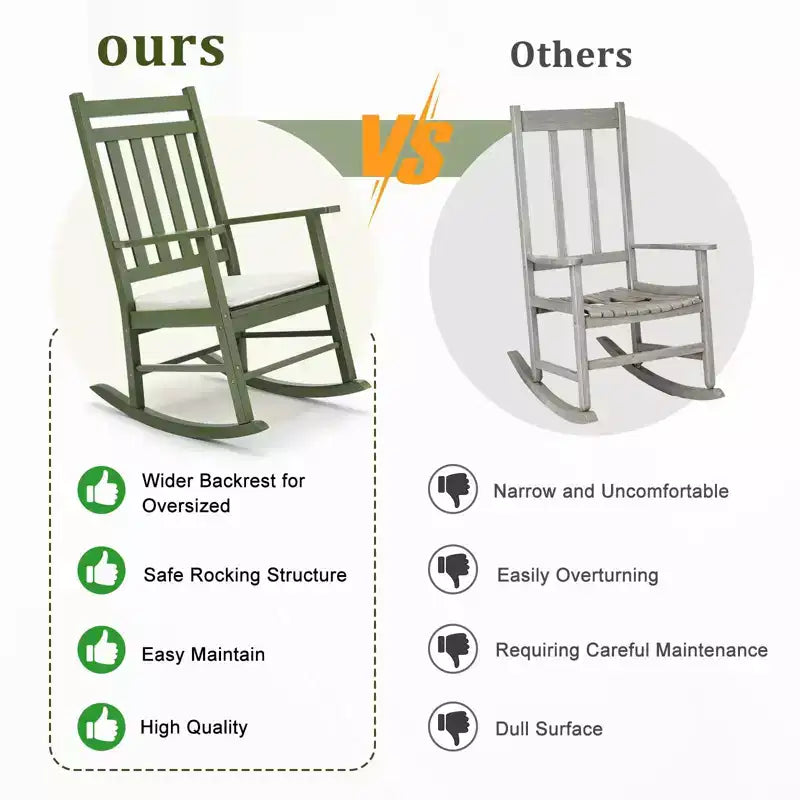 Karl Home | Fauteuil à bascule de terrasse en bois massif