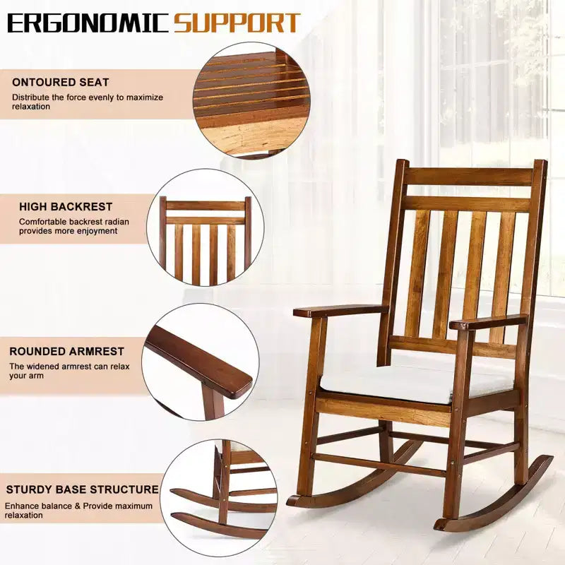 Karl Home | Fauteuil à bascule de terrasse en bois massif