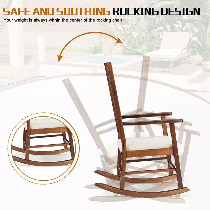 Karl Home | Fauteuil à bascule de terrasse en bois massif