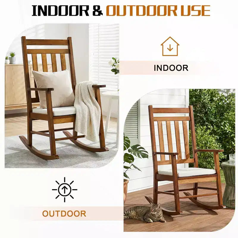 Karl Home | Fauteuil à bascule de terrasse en bois massif