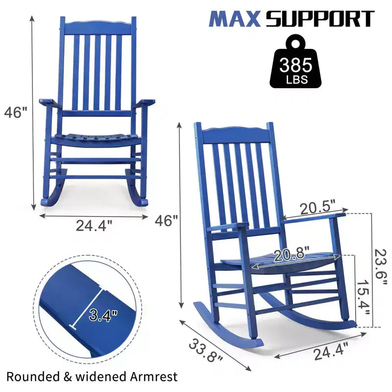 Karl Home | Fauteuil à bascule de patio en bois massif de 24 pouces