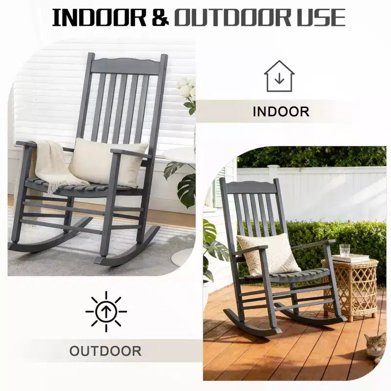 Karl Home | Fauteuil à bascule de patio en bois massif de 24 pouces