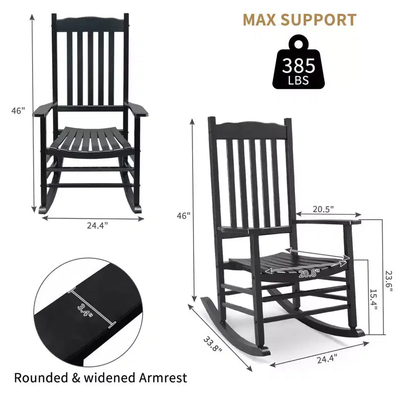Karl Home | Fauteuil à bascule de patio en bois massif de 24 pouces