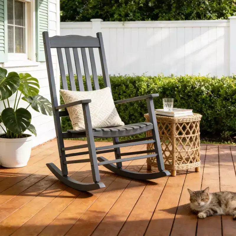 Karl Home | Fauteuil à bascule de patio en bois massif de 24 pouces