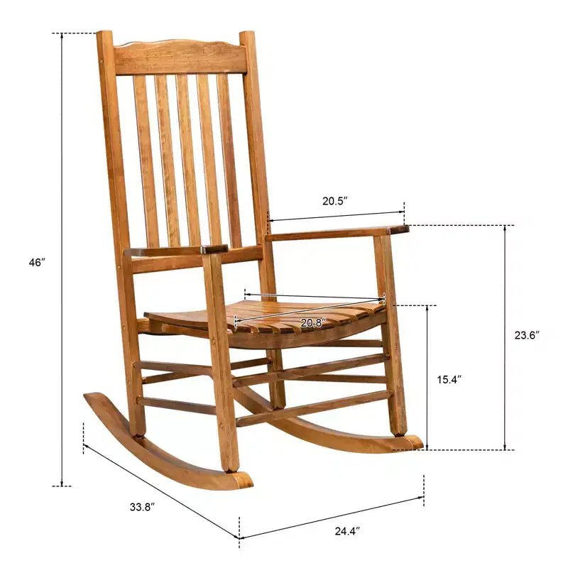 Karl Home | Fauteuil à bascule de patio en bois massif de 24 pouces