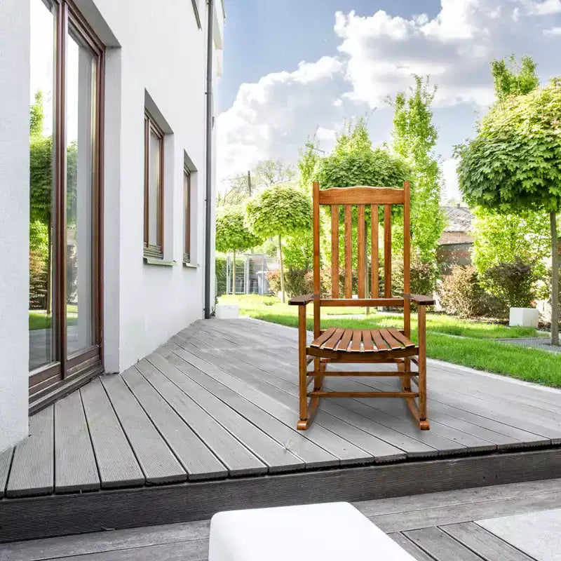 Karl Home | Fauteuil à bascule de patio en bois massif de 24 pouces