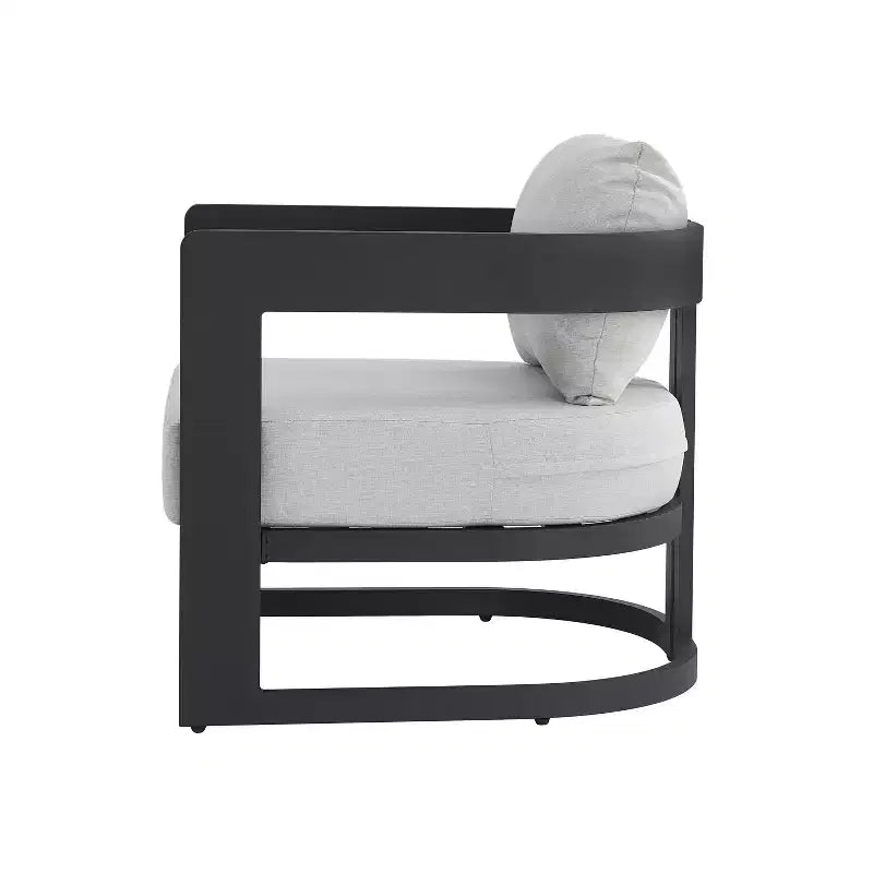 Fauteuil de club d'extérieur ModernLuxe en aluminium avec coussins de qualité supérieure, chaise longue de patio résistante à la rouille, gris