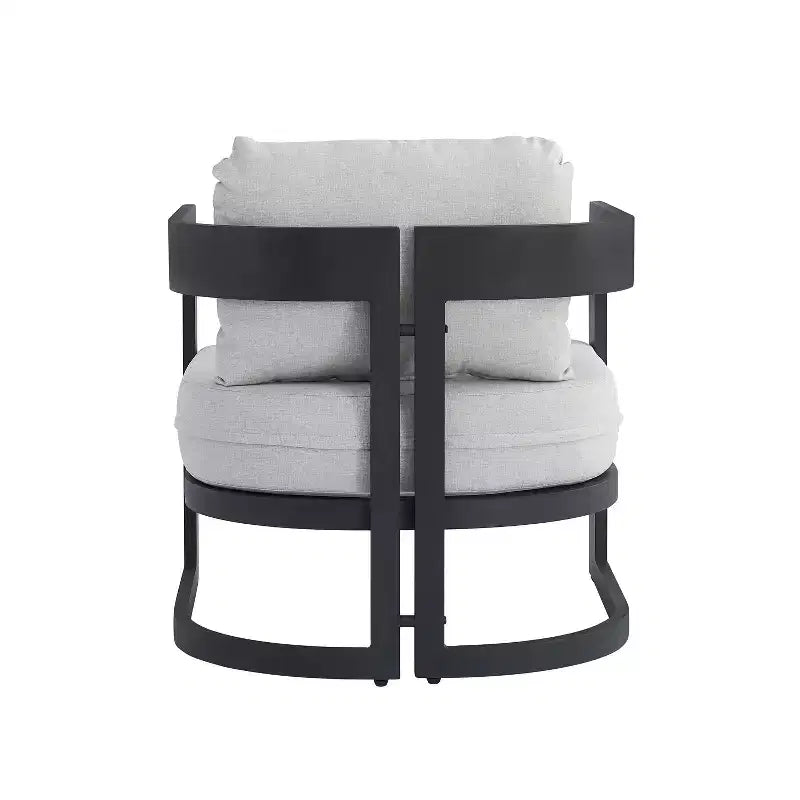 Fauteuil de club d'extérieur ModernLuxe en aluminium avec coussins de qualité supérieure, chaise longue de patio résistante à la rouille, gris