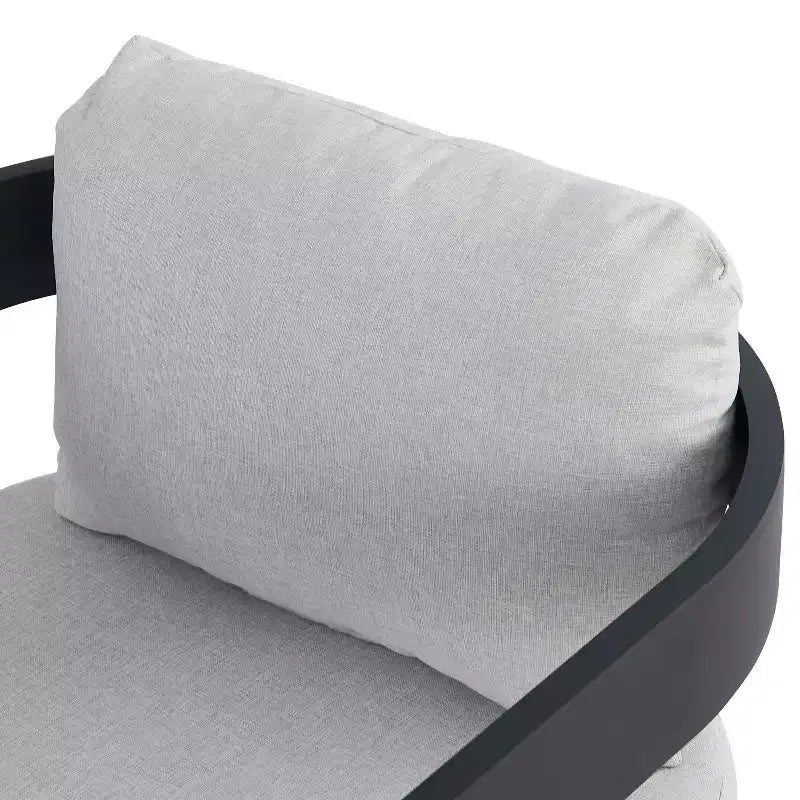 Fauteuil de club d'extérieur ModernLuxe en aluminium avec coussins de qualité supérieure, chaise longue de patio résistante à la rouille, gris