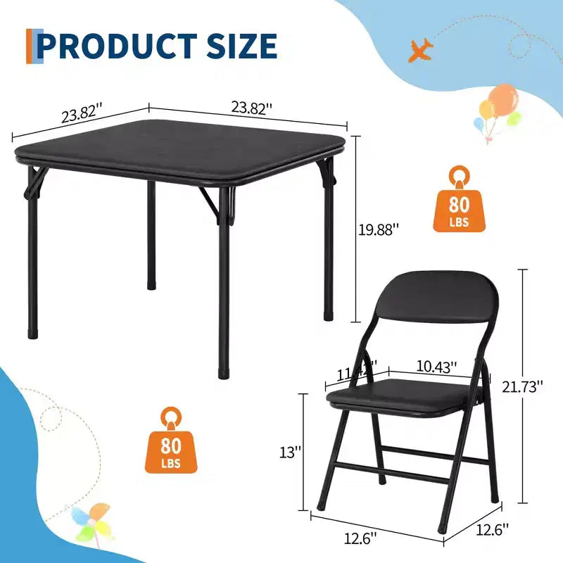 Coolmee Ensemble table et 4 chaises pliantes pour enfants, Ensemble table et chaises d'activités pour tout-petits, pour salle à manger, garderie, salles de classe