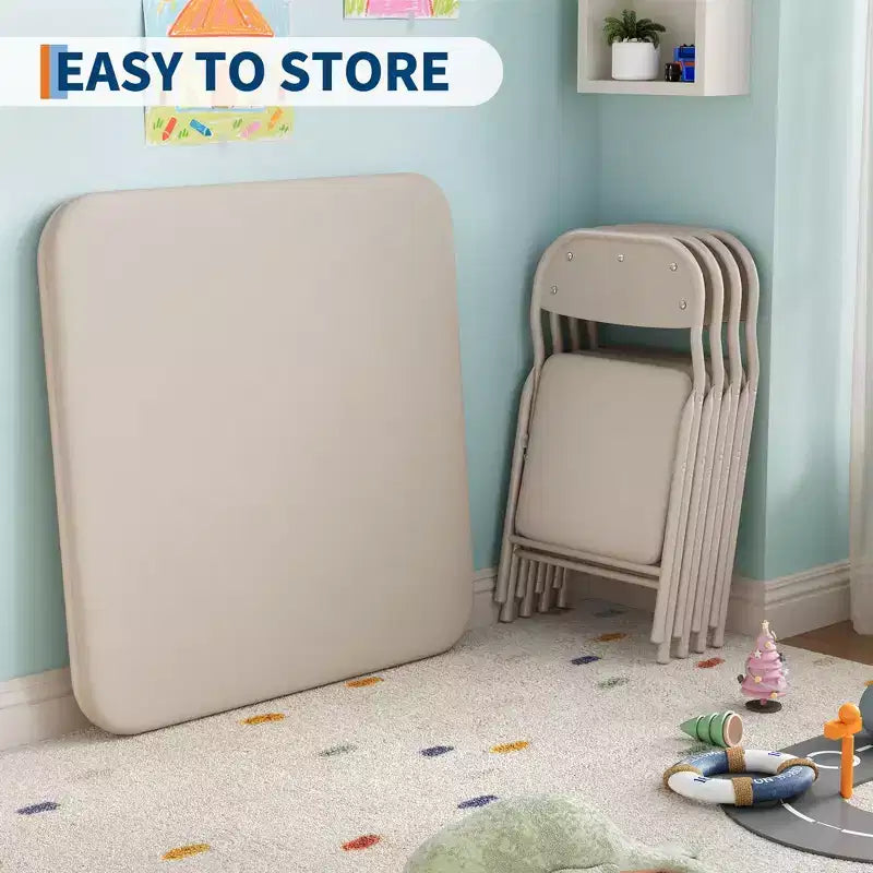 Coolmee Ensemble table et 4 chaises pliantes pour enfants, Ensemble table et chaises d'activités pour tout-petits, pour salle à manger, garderie, salles de classe