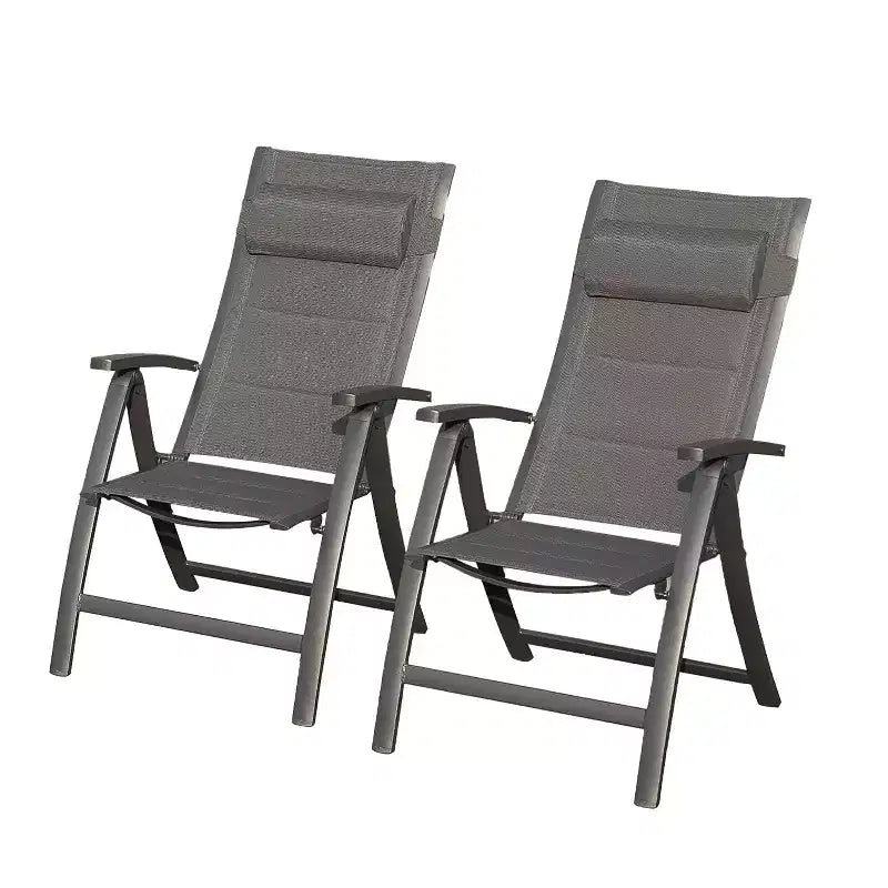 Clihome Patio Folding Chairs Set of 2 - Padded Textilene Adjustable Loungers