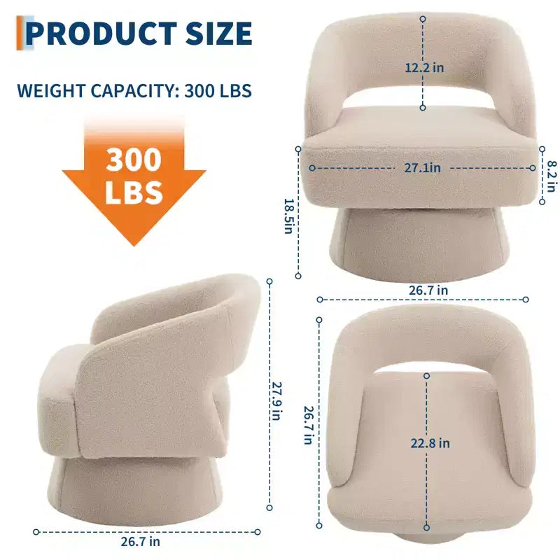 Fauteuil Pivotant  Dossier Ajoure & Base Conique, Rembourré en Velours ou Velours Teddy, Choisissez la Couleur